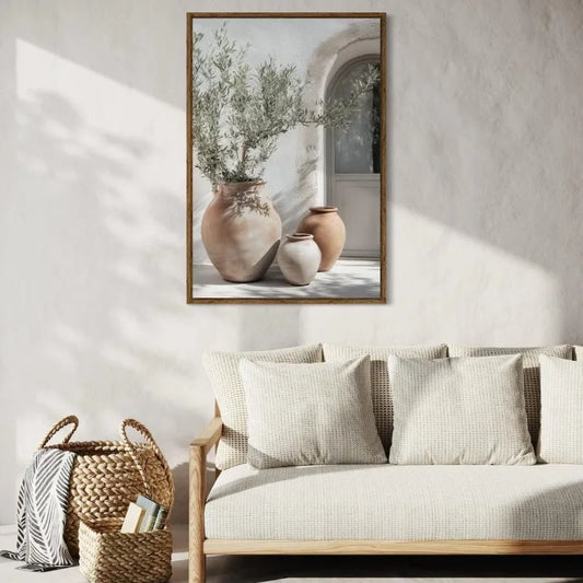 Minimalist Nature Botanical Olive Tree Pottery Poster Mediterranean Still Life Canvas Painting Wall Art Rustic Room Home Decor