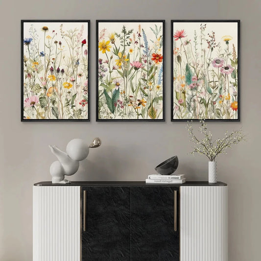 3PCS/Set Watercolor Wildflower Floral Botanical Print Canvas Painting Minimalist Modern Flowers Wall Art for Home Decor Unframed