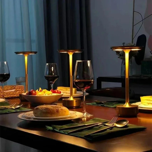 2024 USB Charging Table Lamp Aluminum Restaurant Bar Desk Lamp Dimming Atmosphere USB Charging Touch Switch Decoration
