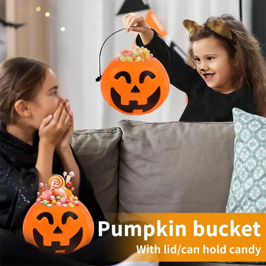 1/2pcs Halloween Plastic Pumpkin Jar Halloween Plastic Pumpkin Jar Candy Trick Or Treat Buckets Gift Home Decoration Prop