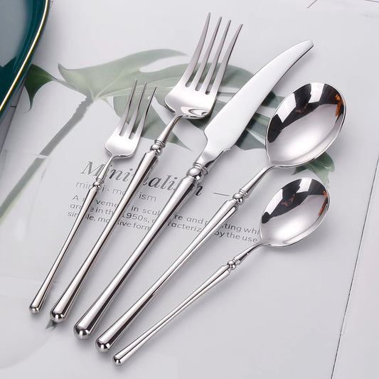 6/16/20/24/30Pcs Sliver Cutlery Set Stainless Steel 304 Tableware Wedding Gift Mirror Dinnerware Hotel Home Dinner Party Flatwar