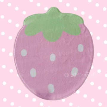 VIKAMA Sweet Strawberry Floor Mat, Bedroom Bed Plush Anti-Slip Carpet, Wardrobe Room, Home Decoration, Living Room Carpet
