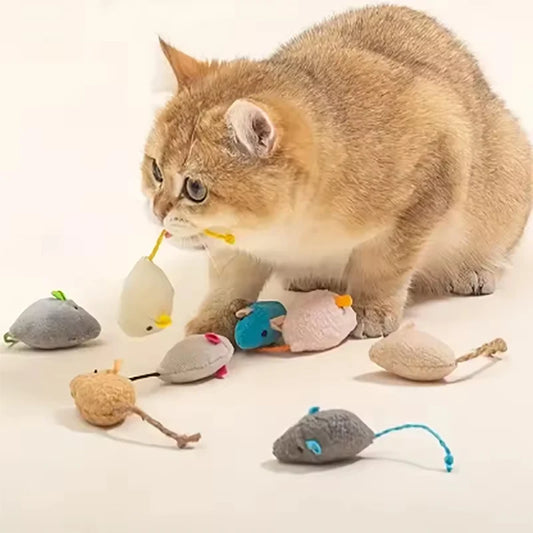 3-24PCS plush mouse and cat toys are equipped with durable linen fabric that is tear resistant and suitable for indoor play