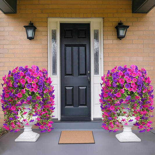 Artificial Morning Glory Hanging Vines – Realistic Outdoor Flowers for Garden Decor, Weddings, Offices,Multiple combinations