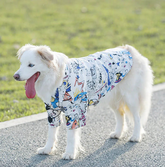 Breathable Pet Shirt for Summer, Dog Shirt, Beach Wind, Medium and Large Dogs Clothes