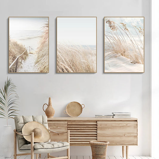 Coastal Landscape Wall Art Set – Beige & Sand Nature Prints | Elmore Lewis
