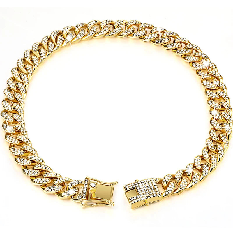 Dog Chain Collar Luxury Gold Pet Metal Chain Collar For Small Medium Large Dogs Cats Pet Jewelry Necklace Accessorie