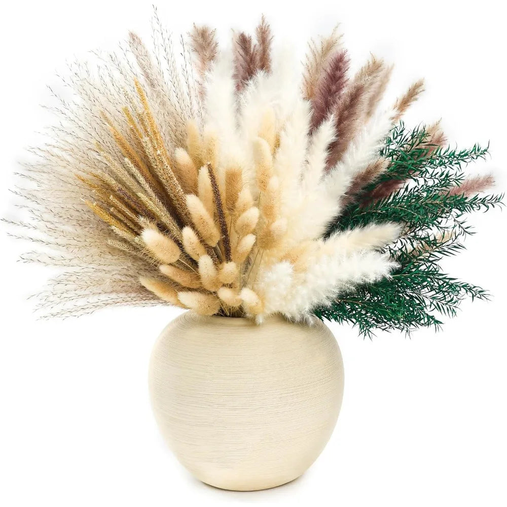 100 PCS Dried Pampas Grass Decor, Melaleuca Bracteata Dried Flowers, Reed Grass Bouquet for Bohemian Floral Home Table Wedding