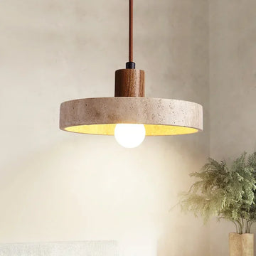 High Quality Stone Pendant Light with E27 Bulb Travertine Hanging Suspension Lamp for Kitchen Living Dining Room Bedroom