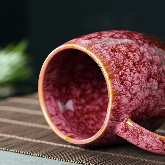 400ML Retro Kiln Change Glazed Ceramic Creative Coffee Milk Mug Large Capacity Simple Teacup Household Couple Water Cup