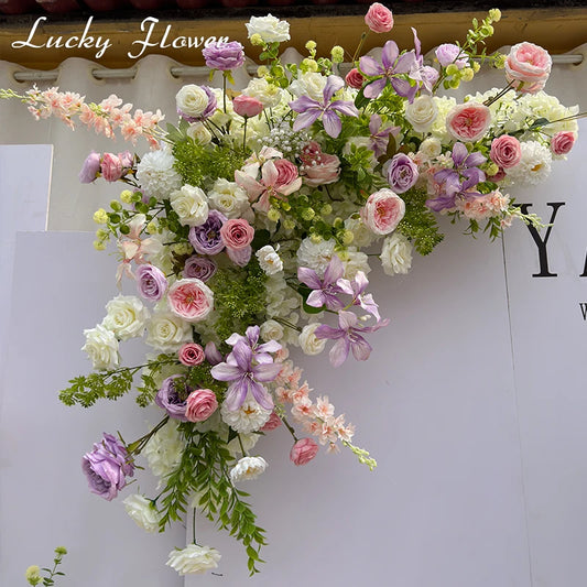 Outdor Wedding Decoration Artificial Flowers Hanging Flower Row Road Leading Floor Flower Row Flower Ball Floral Backdrop Decor