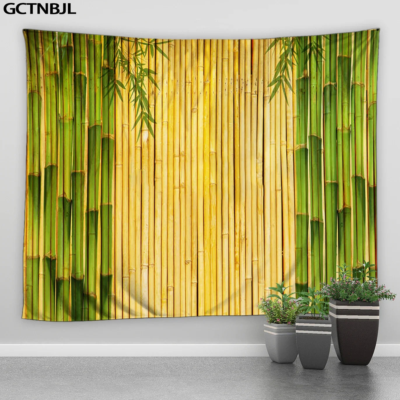 Bamboo Tapestry, Bamboo Stems and Leaves Oriental Nature Wood Image Natural Wall Hanging for Bedroom Living Room Dorm Home Decor