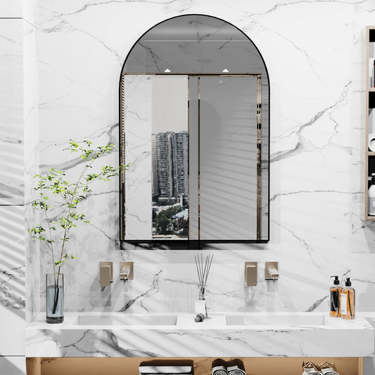 Black Arch Mirror Decor for Entryway Mirror, Mantle Mirror, Dresser Mirror for Bedroom Large Arched Bathroom Mirror