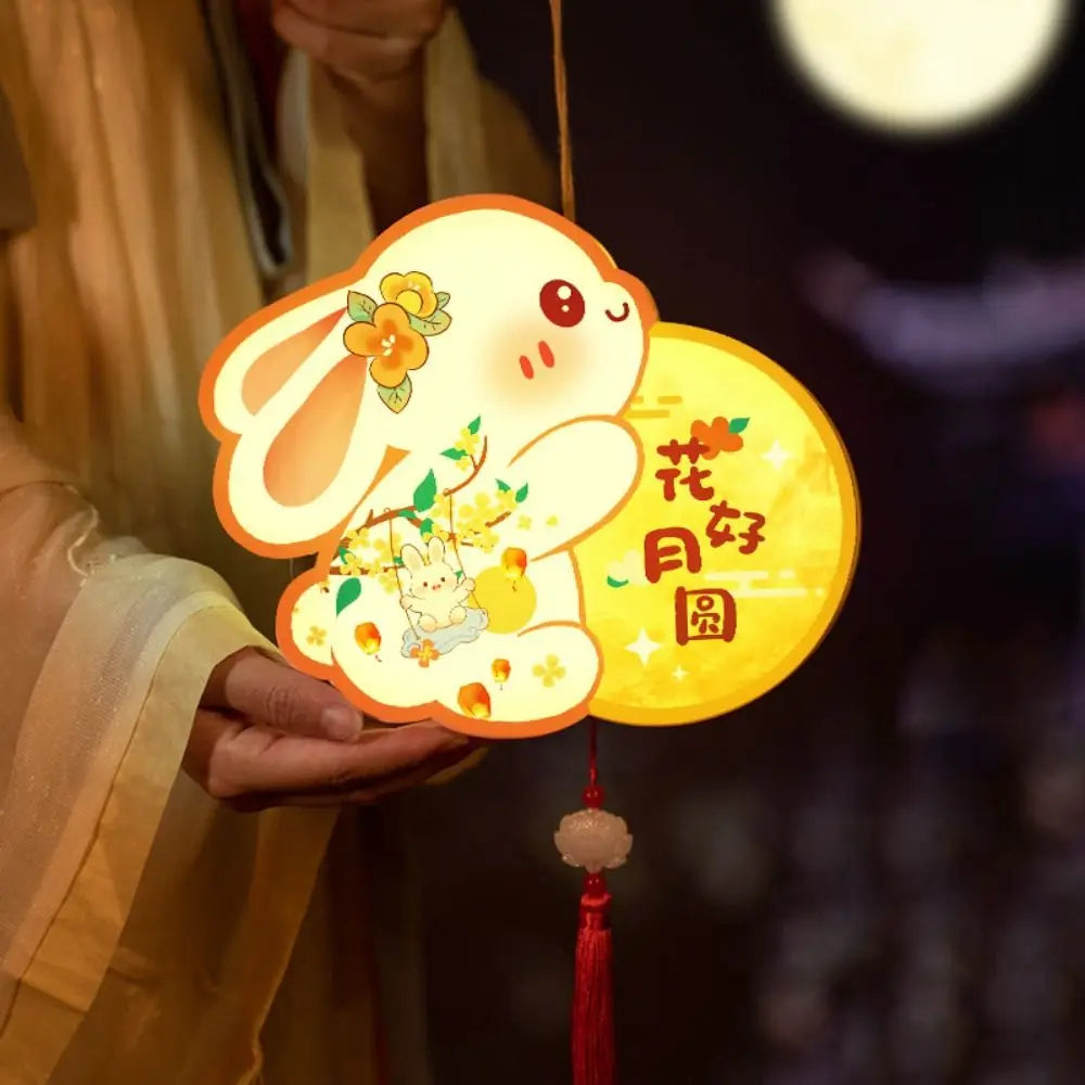 DIY Craft Middle Autumn Festival Lantern Chinese PVC Festival Lantern Material Pack Handmade Waterproof Rabbit Lantern Gift