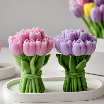 Valentine's Day Gift Tulip Bouquet Silicone Mold DIY Flowers Aroma Candle Molds Handmade Soap Candle Making Supplies