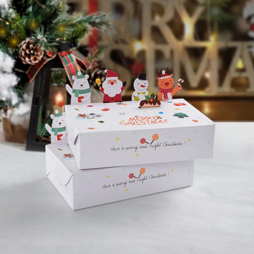 10Pcs Christmas Paper Gift Candy Boxes Cartoon 3D Santa Claus Cookie Box Home Party Storage Box New Year Party Folding Gifts Box