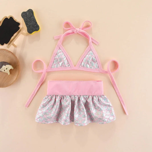 Dog Bikini Swimsuit Puppy Bathing Suit for Small Dogs Cats Bra Dress Summer Beach Dogs Clothes Mermaid Print Bikini Pet Costume