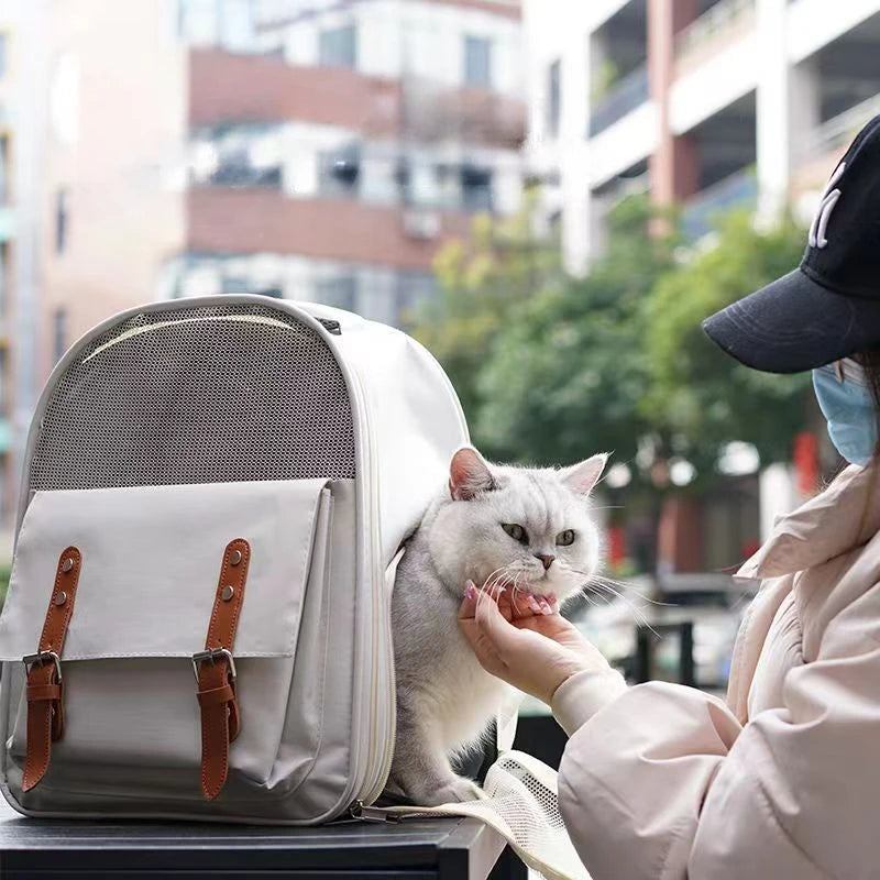 Portable Cat Carrier Breathable Backpack Fashion Cat Bag Foldable Pet Backpack Travel Bag Pet Bags for Kitten Travel Backpack