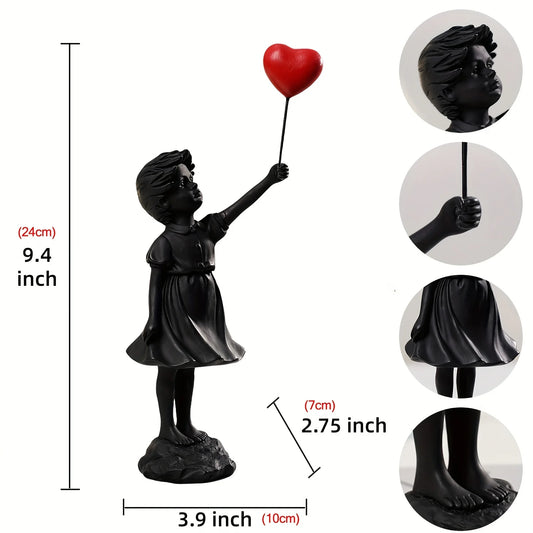 1pc Little Girl Statue With Balloon - Modern Art Sculpture For Home Decor, Resin Figure Sculpture Crafts Ornaments, Living Room