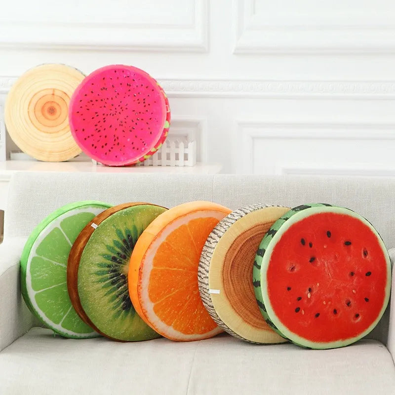 33cm Round Throw Pillows 3D Print Fruit Shape Cushion Decorative Plush Funny Fruit Stuffed Cushions For Couch Chair JAF115