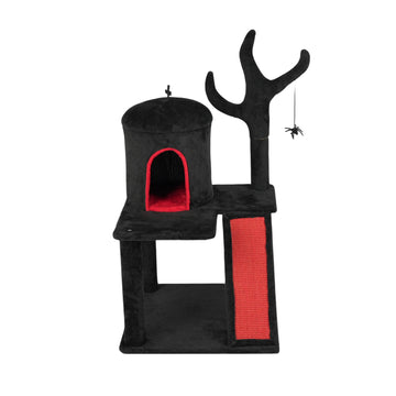 42" Gothic Cat Tree, Halloween Cat Tower Tree with Spacious Cat Condo, Brach Shaped Scratching Post, Scratching Ladder