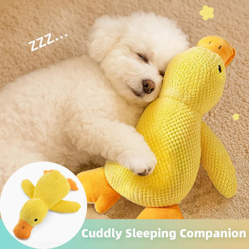 Plush Duck Dog Toy Cuddly Sleeping Companion And Squeaky Chew Entertainment Pet Toy Bite Resistant With Teeth Cleaning Function