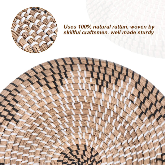 35cm Hanging Woven Wall Basket Natural Rattan Wall Basket Decor Boho Farmhouse Rustic Decorative Table Settings for Living Room