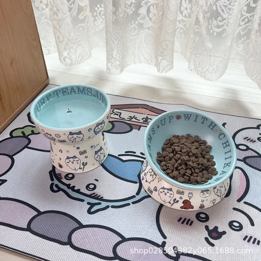 Jiikawa Cat Bowl Anti-Black Chin Cat Usage Canned Food Basin Ceramic Dog Food Bowl Single Pack