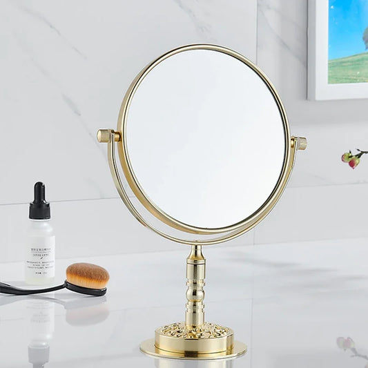 Black/Silver/Gold Aluminum Frame Tabletop Standing Beauty Mirror Dual-Sided 1X/3X Magnification Bathroom Makeup Mirror