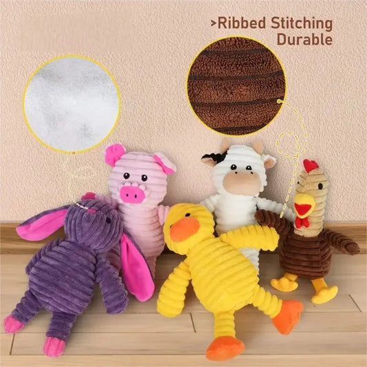 Interactive Pet Dogs Plush Animal Chewing Toy Wear-resistant Squeak Cute  Animal shape Toys for Dog Pets Training Accessories