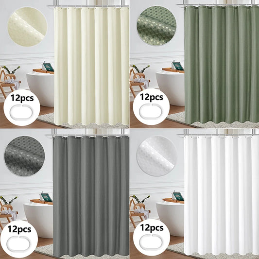 Shower Curtain Waterproof Mildew-proof with 12 Hooks Modern Shower Plant Printed Curtain Set For Bathroom Bathroom