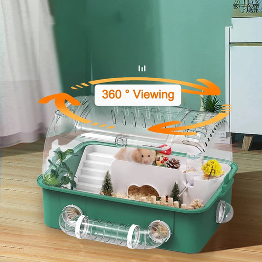 Hamster pet cage luxury villa oversized acrylic tunnel gold wire house supplies single and double layers