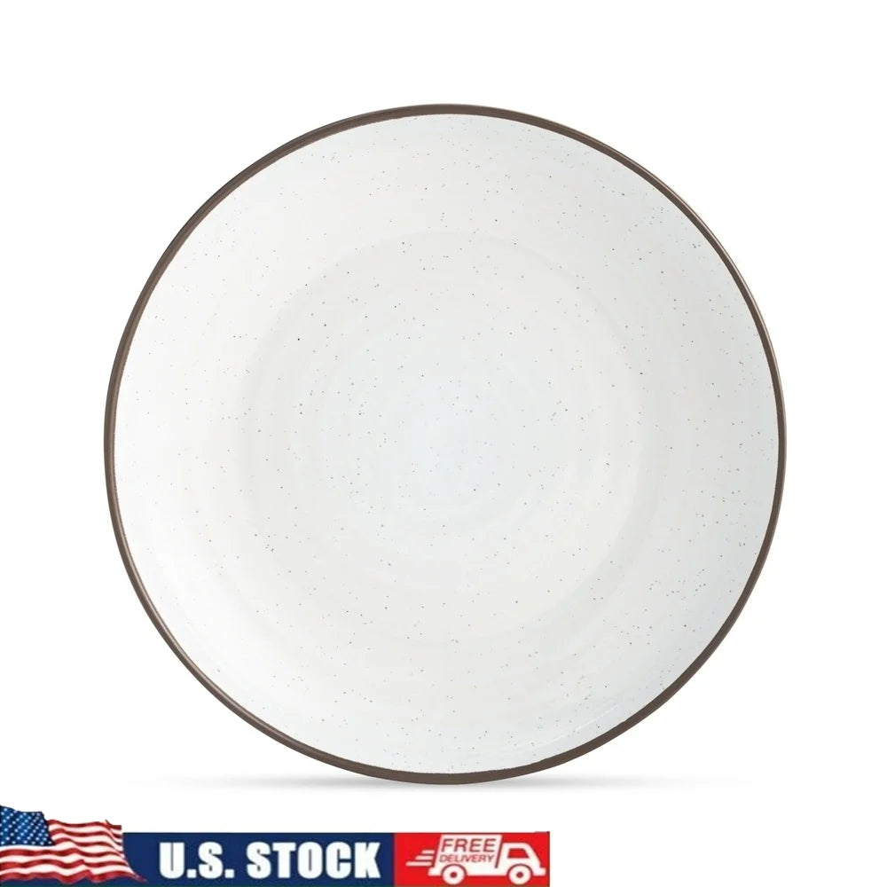 Ceramic Salad Plate Rustic Round Dinnerware Dishwasher Microwave Safe Serving Plate Perfect Appetizers Side Dishes Kitchen Table