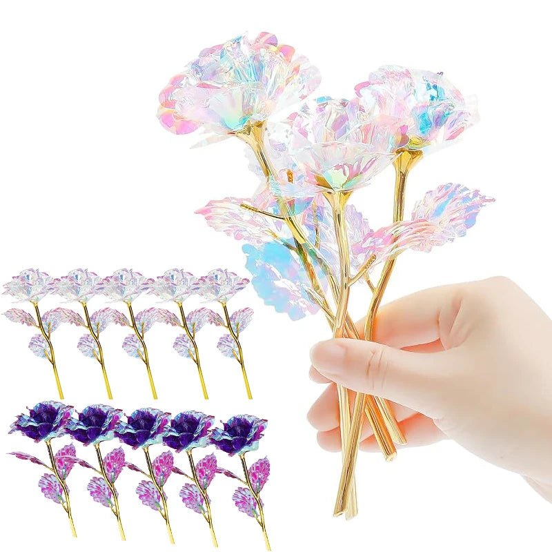 Rose Colorful Rainbow Artificial Flowers Crystal Flower Best Gifts for Mother's Day Thanksgiving Valentine's Day Birthday Party