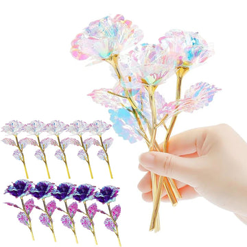 Rose Colorful Rainbow Artificial Flowers Crystal Flower Best Gifts for Mother's Day Thanksgiving Valentine's Day Birthday Party