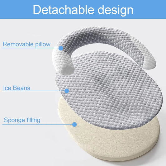 Dog Cooling Pad Mat with Pillow for Pet Puppy Cat Ice Cold Bed Sleeping Dog Cooling Mat Accessories Detachable Washable Mattress