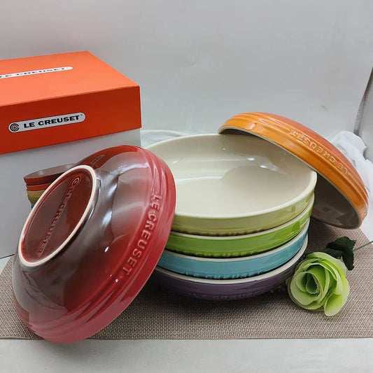 1PC High Temperature Ceramic Tableware French Gradual Change Color Color English Relief Practical Plate Deep Plate Home Kitchen
