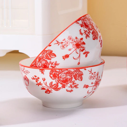 3PCS Ceramic rice bowl, 4.5-inch round bowl, suitable for microwave and oven, home kitchen tableware