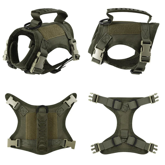 Tactical Harness Vest Collar Adjustable Vest with Handle Strap Training Walking Safety Harness and Leash Set For Cat Samll Dog
