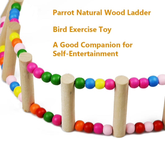L Size 10 Ladder Pet Birds Swing Wooden Bridge Ladder Climb Cockatiel Parakeet Budgie Parrot Toy Wood Ladder
