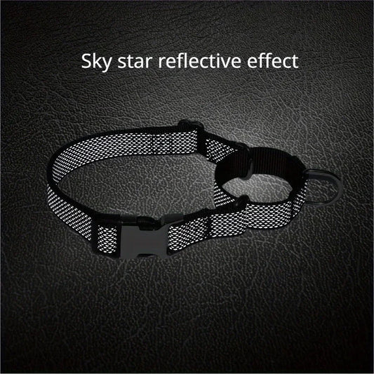 Reflective Nylon Dog Collar Adjustable Pet Training Controlled Collar Durable Safe Choke Necklace for Small Medium Large Dogs