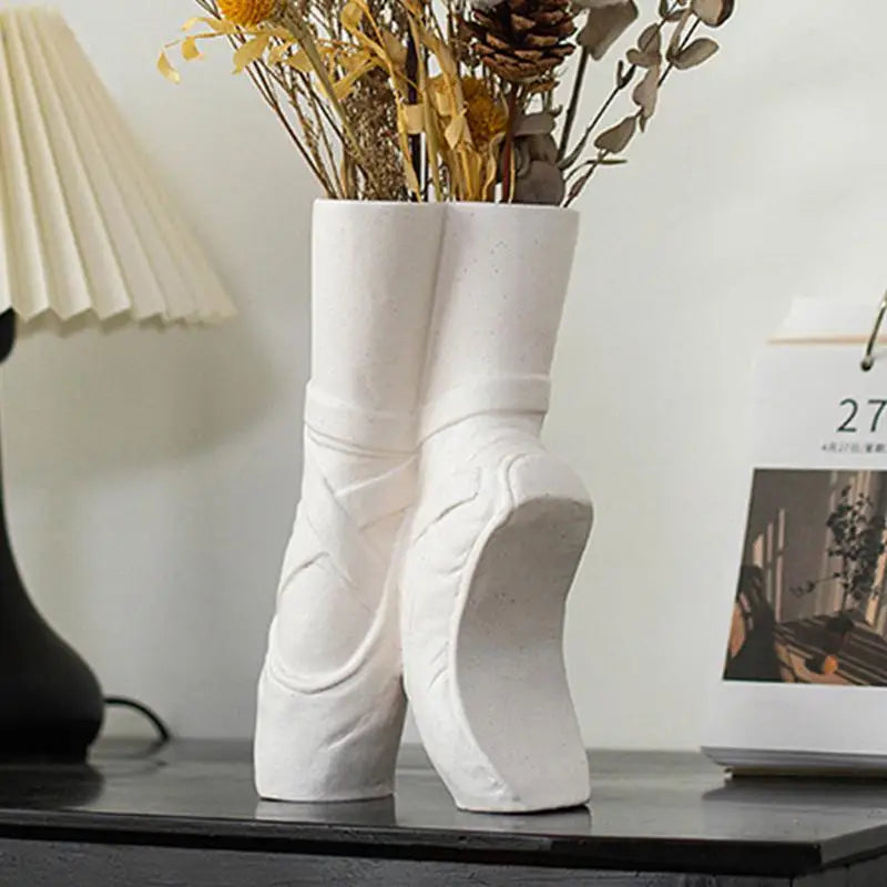Ballet Shoe Ceramic Vase for Home table Centerpiece Decor Aesthetic Foot Flower Vase for Home Living Room Bookshelf