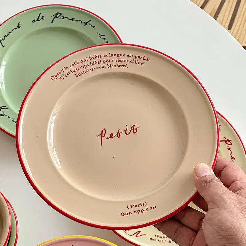 Letter Graffiti Dish Ceramic New Style Creative Family Western Restaurant Breakfast Salad Dim Sum Shallow Plate Kitchen Supplies