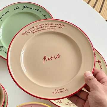 Letter Graffiti Dish Ceramic New Style Creative Family Western Restaurant Breakfast Salad Dim Sum Shallow Plate Kitchen Supplies