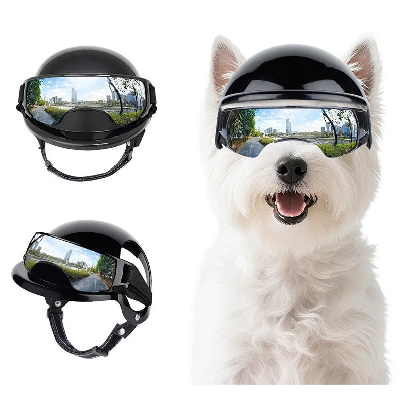 Dog Goggles with Helmet for Small Dogs Punk Style Doggy Helmet Sunglasses Set Small Dogs Outdoor Driving Walking Dog accessories