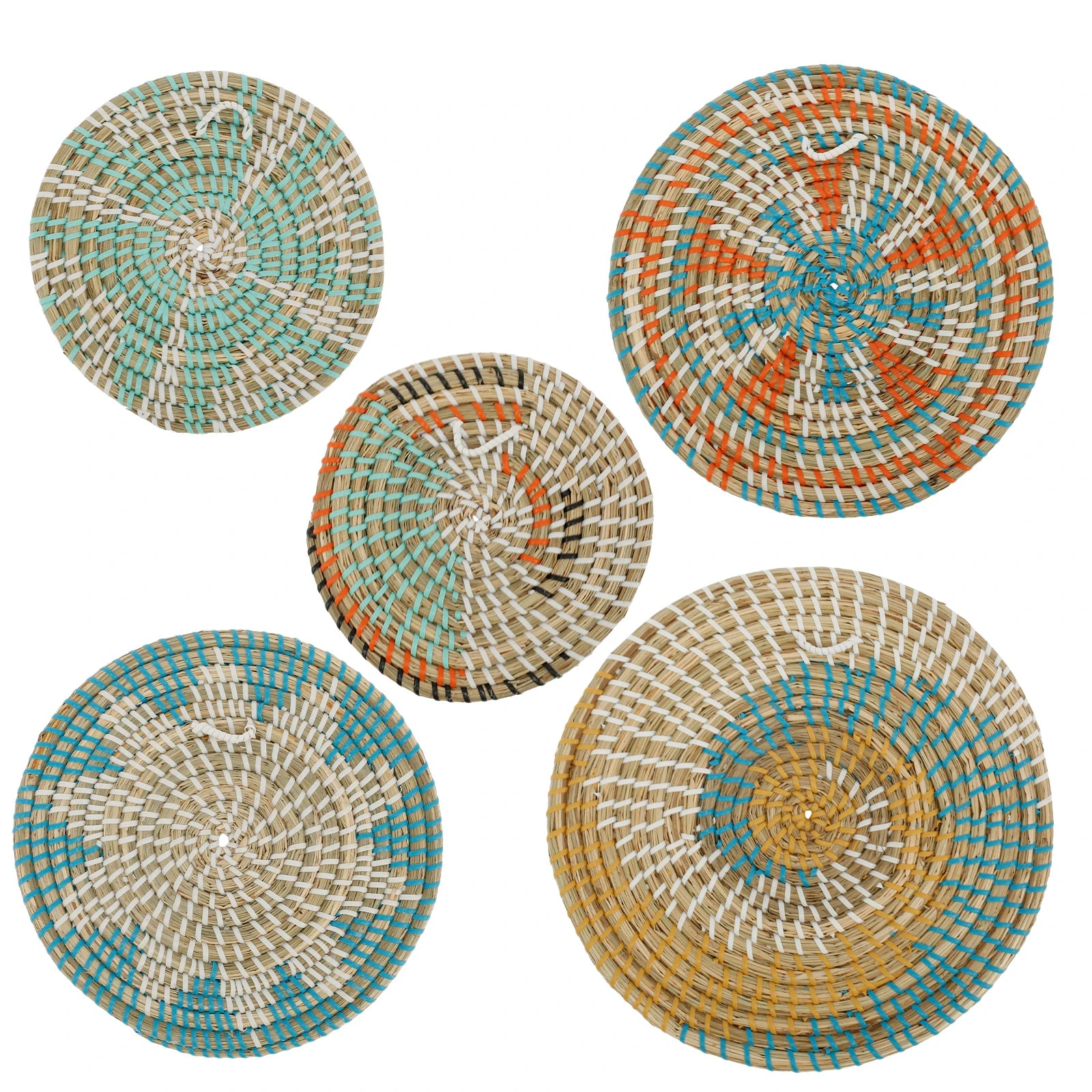 5/7Pcs Hanging Wall Basket Decor Boho Home Decorations Rattan Wall Decor Woven Rattan Seagrass Wall Decor Art Wall Hanging