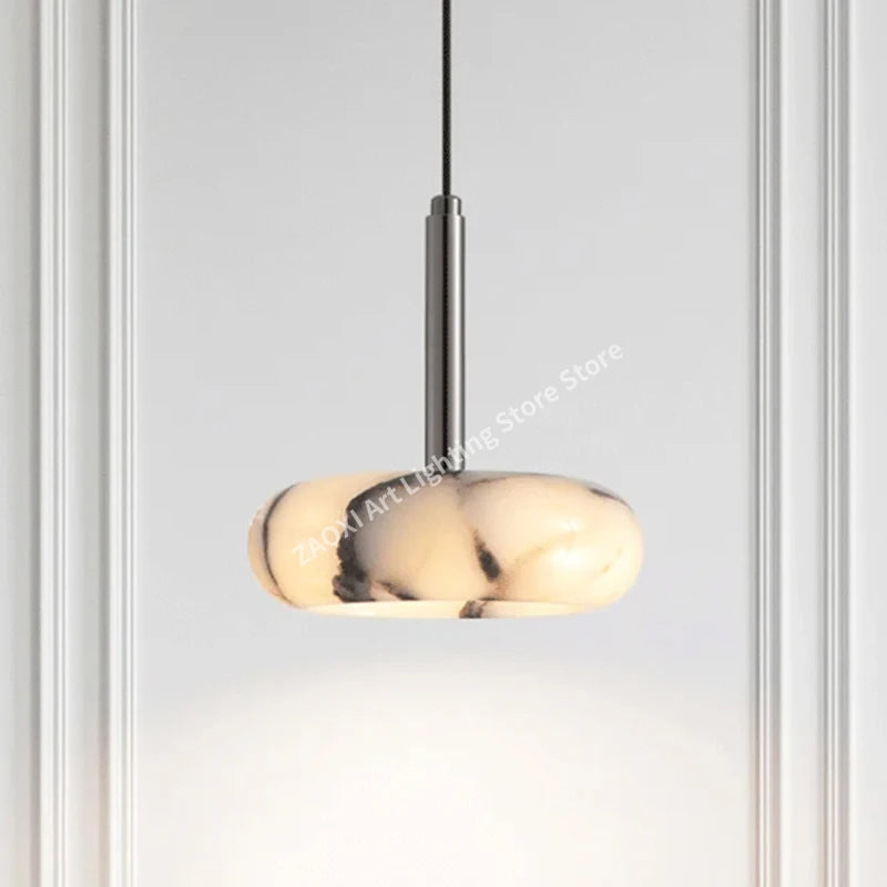 Modern Marble LED Pendant Lamp Bedroom Bedside High-end Natural Stone Chandelier Living Dining Room Home Decor Hanging Light