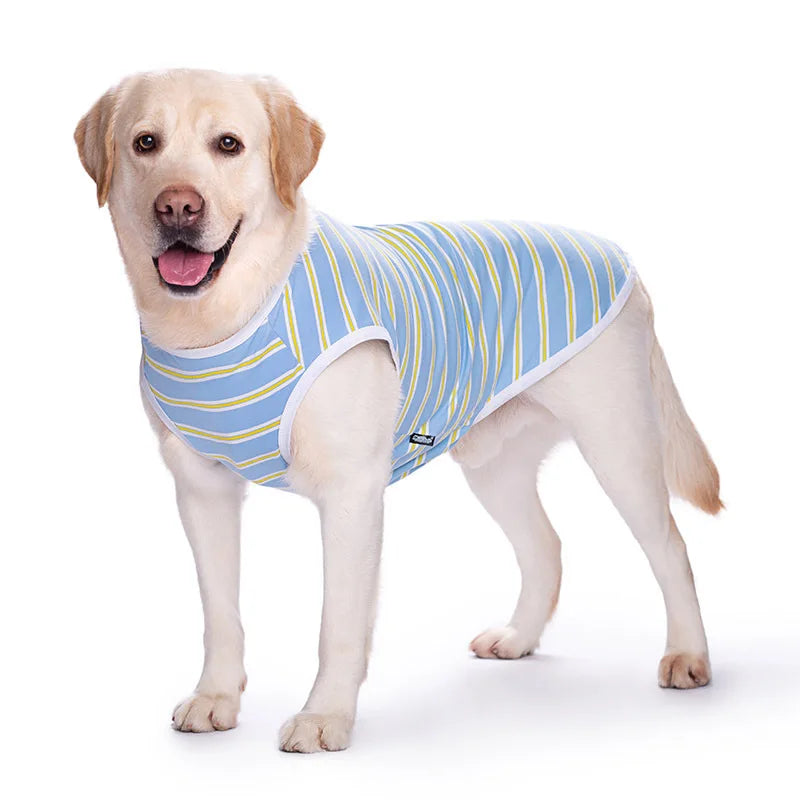 Big Dog Clothes Spring and Summer Golden Hair Labrador Extract Medium and Large Dog Cotton Free Stripe Tank Top