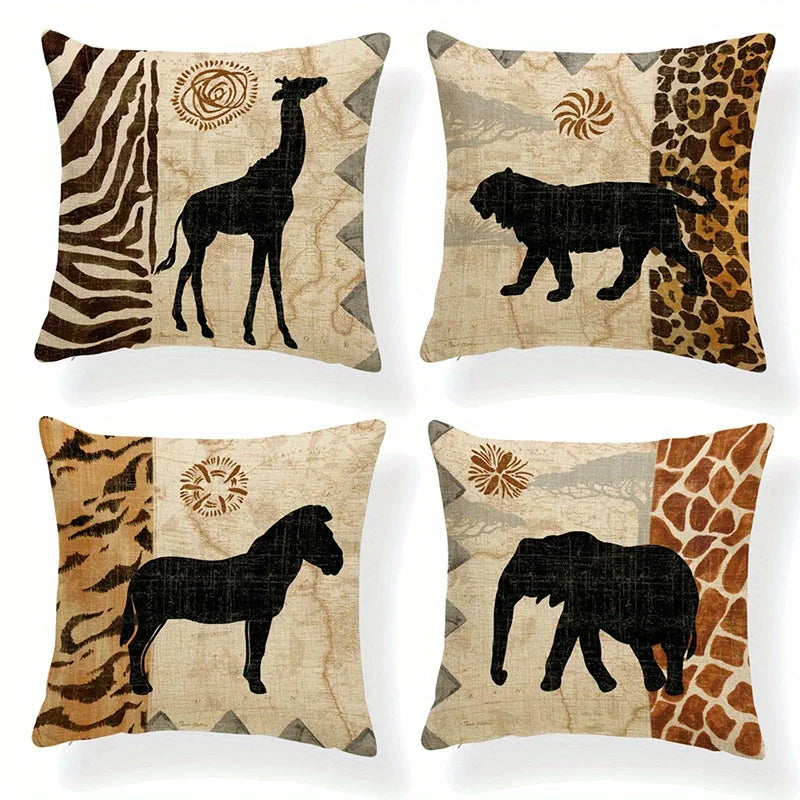 Home Decor Wild Animal Silhouettes Cushion Covers Pattern Cushion Cover Suitable for Sofa Bedroom Car Pillow Cover