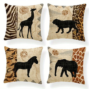 Home Decor Wild Animal Silhouettes Cushion Covers Pattern Cushion Cover Suitable for Sofa Bedroom Car Pillow Cover